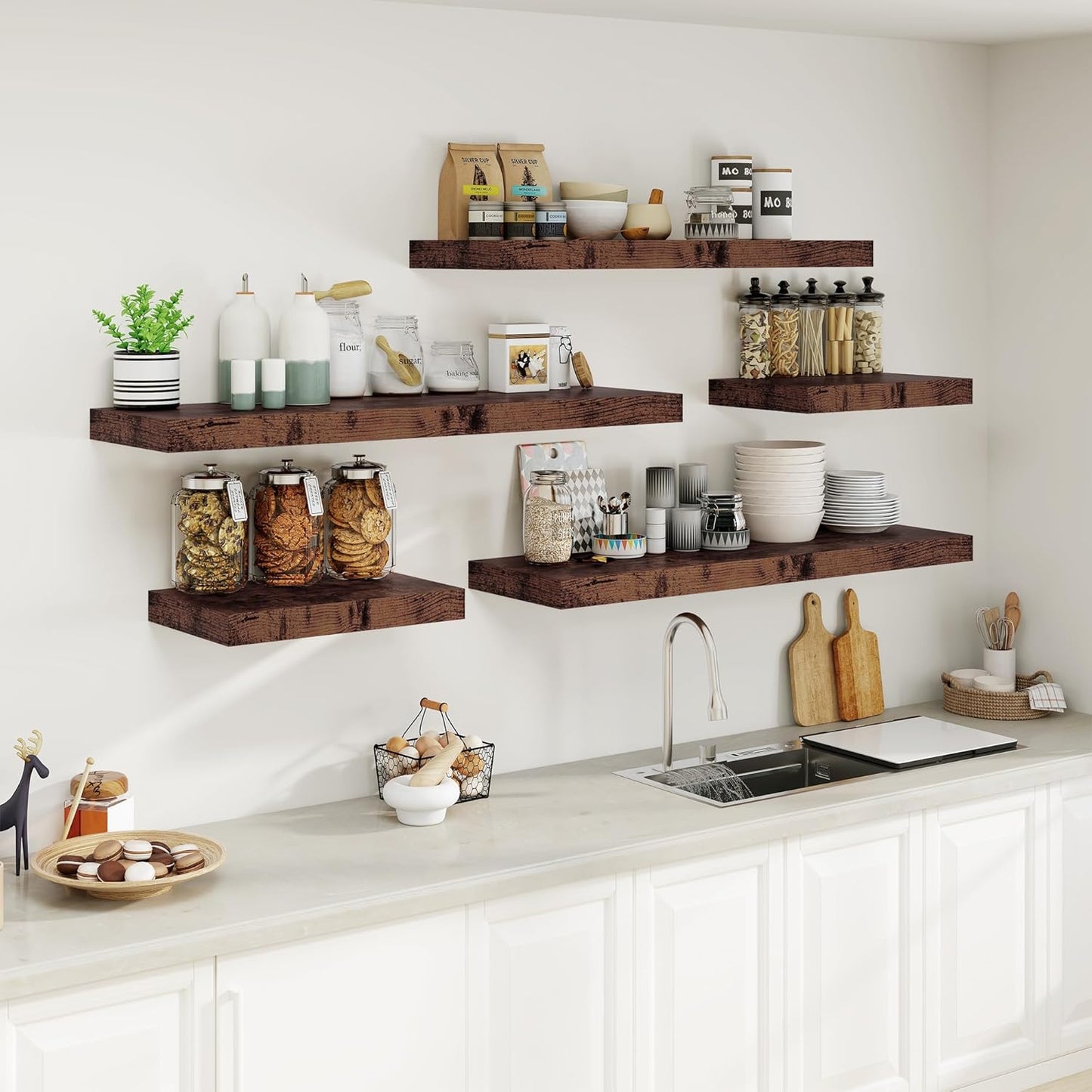 Heimlove Bathroom 12'' Deep Floating Shelves for Wall - Shelf Over Toilet Wall Mounted Farmhouse 24