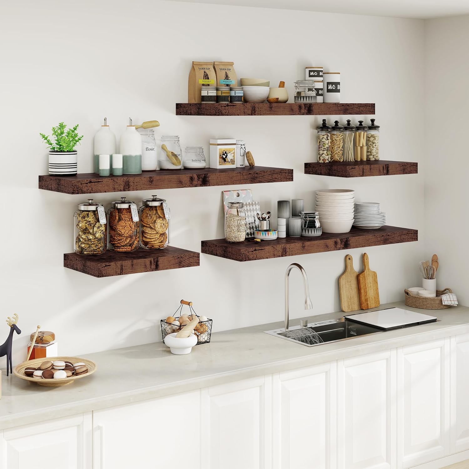 Heimlove Bathroom 12'' Deep Floating Shelves for Wall - Shelf Over Toilet Wall Mounted Farmhouse 24