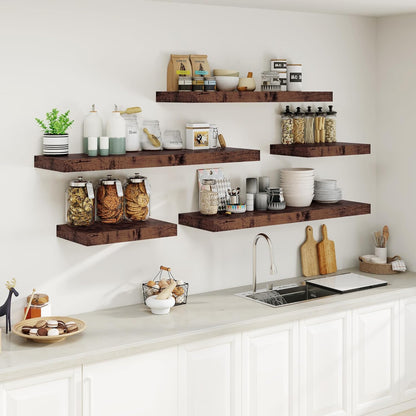 Heimlove Bathroom 12'' Deep Floating Shelves for Wall - Shelf Over Toilet Wall Mounted Farmhouse 24