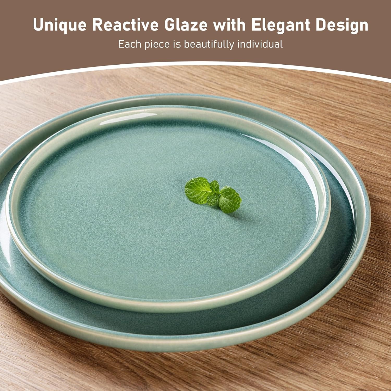 GBHOME Ceramic Dinnerware Sets for 4, 12 Pieces Stoneware Plates and Bowls Sets, Scratch Resistant