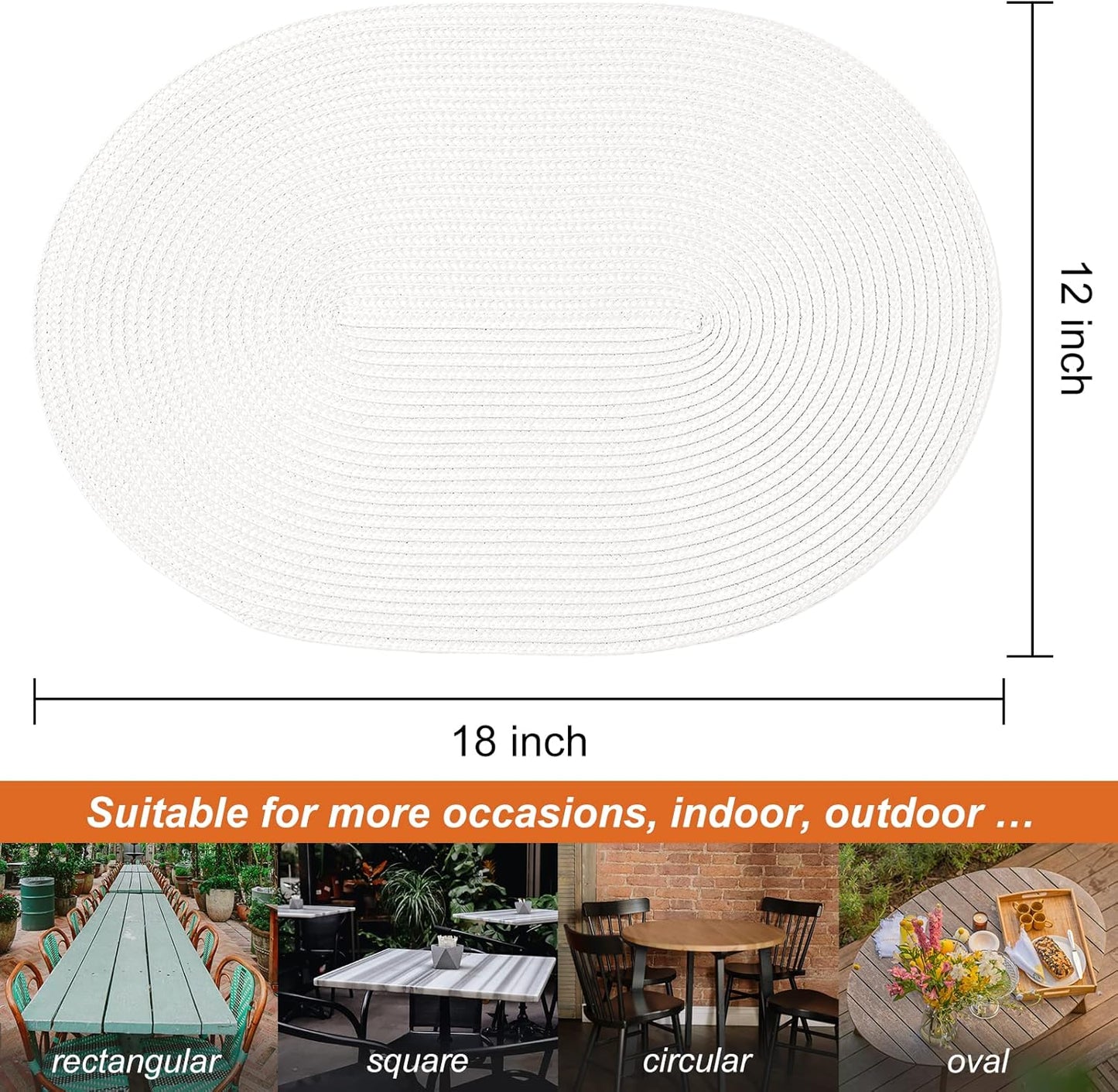 AHHFSMEI Placemats Set of 6 for Dining Table Washable Woven Vinyl Non-Slip 18x12 inches Placemat