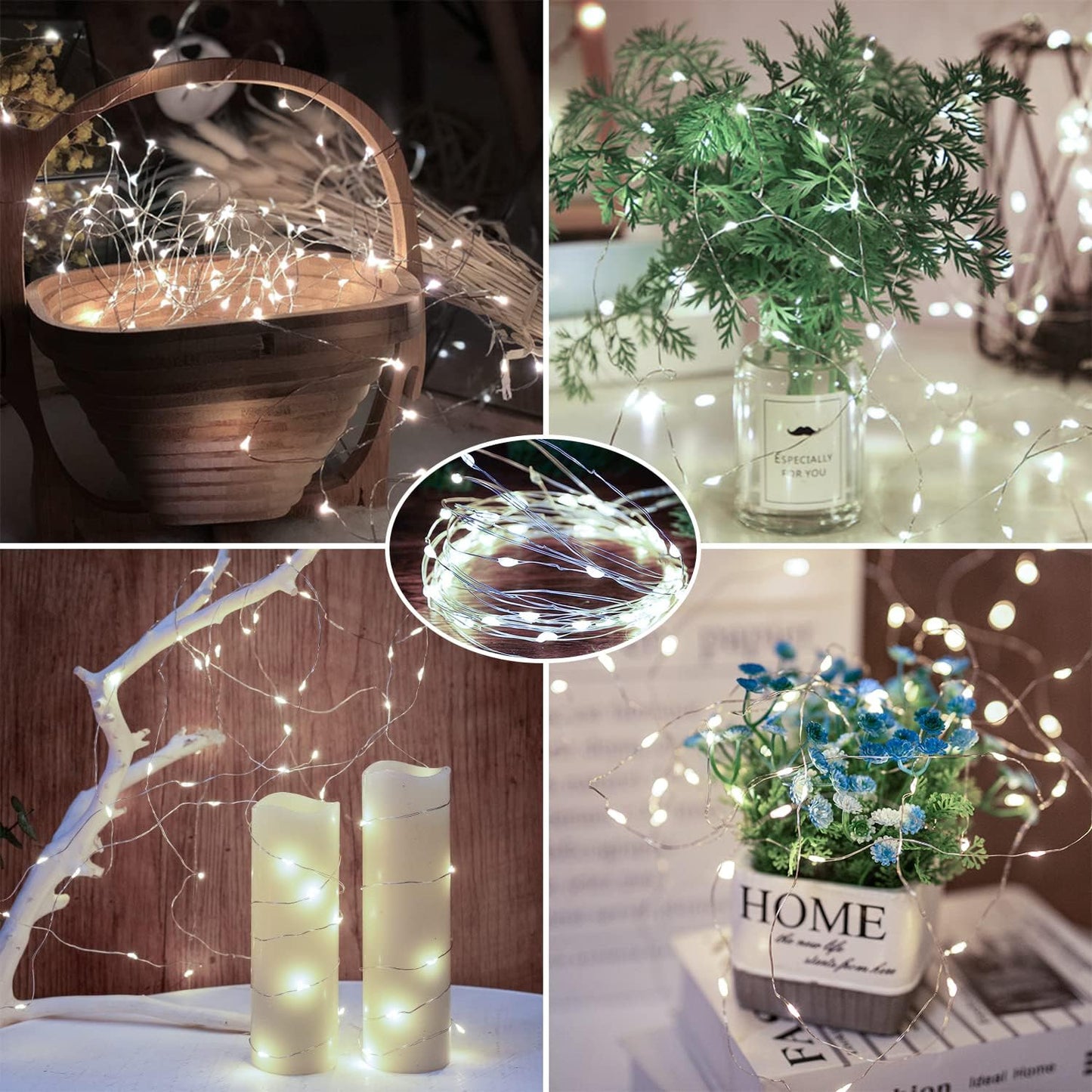 Brightown 24 Pack LED Fairy Lights Battery Operated 7 ft 20 LED String Light Waterproof Silver Wire