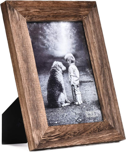 Yaetm 5x7 Picture Frame Distressed Wood, Rustic Solid Wood Photo Frame 5 x 7, Display for Tabletop