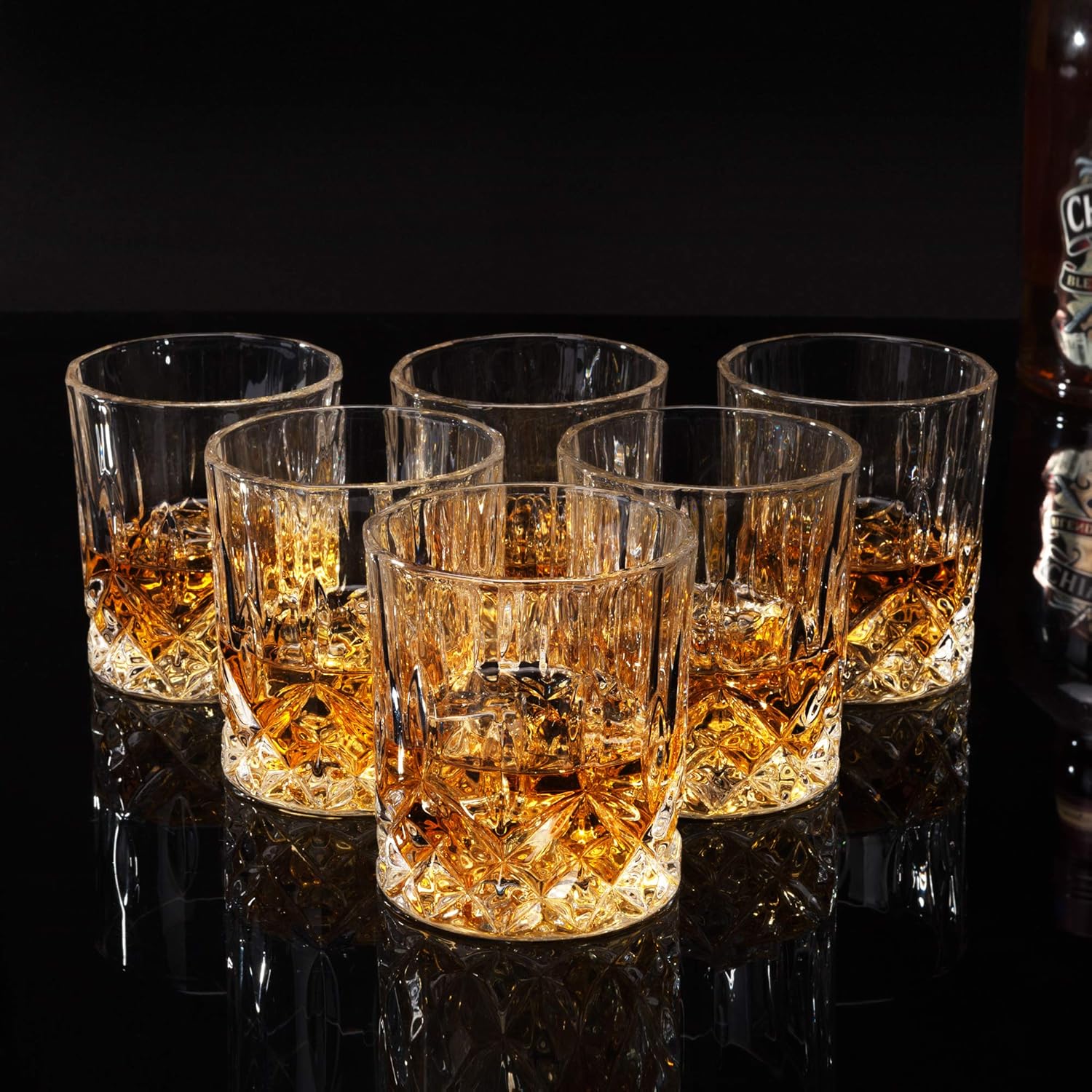 KANARS Whiskey Glasses Set of 6 with Elegant Gift Box,10 Oz Premium Old Fashioned Crystal Glass