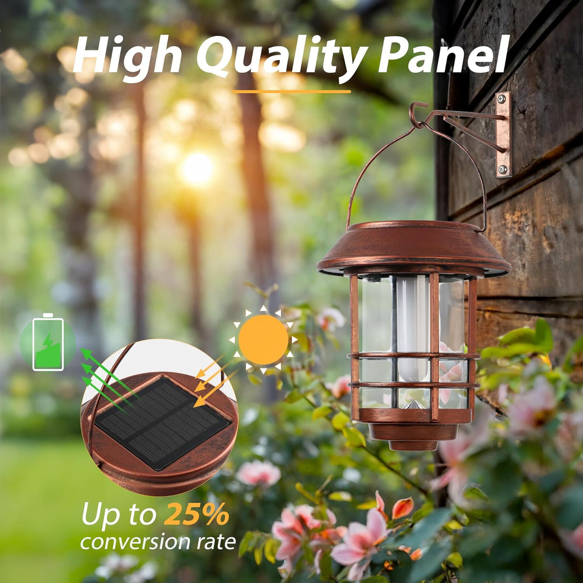 Otdair Solar Wall Lantern Outdoor, Flickering Flames Solar Sconce Lights Outdoor, Hanging Lamps