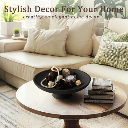 Modern Resin Pedestal Decorative Bowl, Large Fruit Bowl for Kitchen Counter, Stylish Key Bowl for