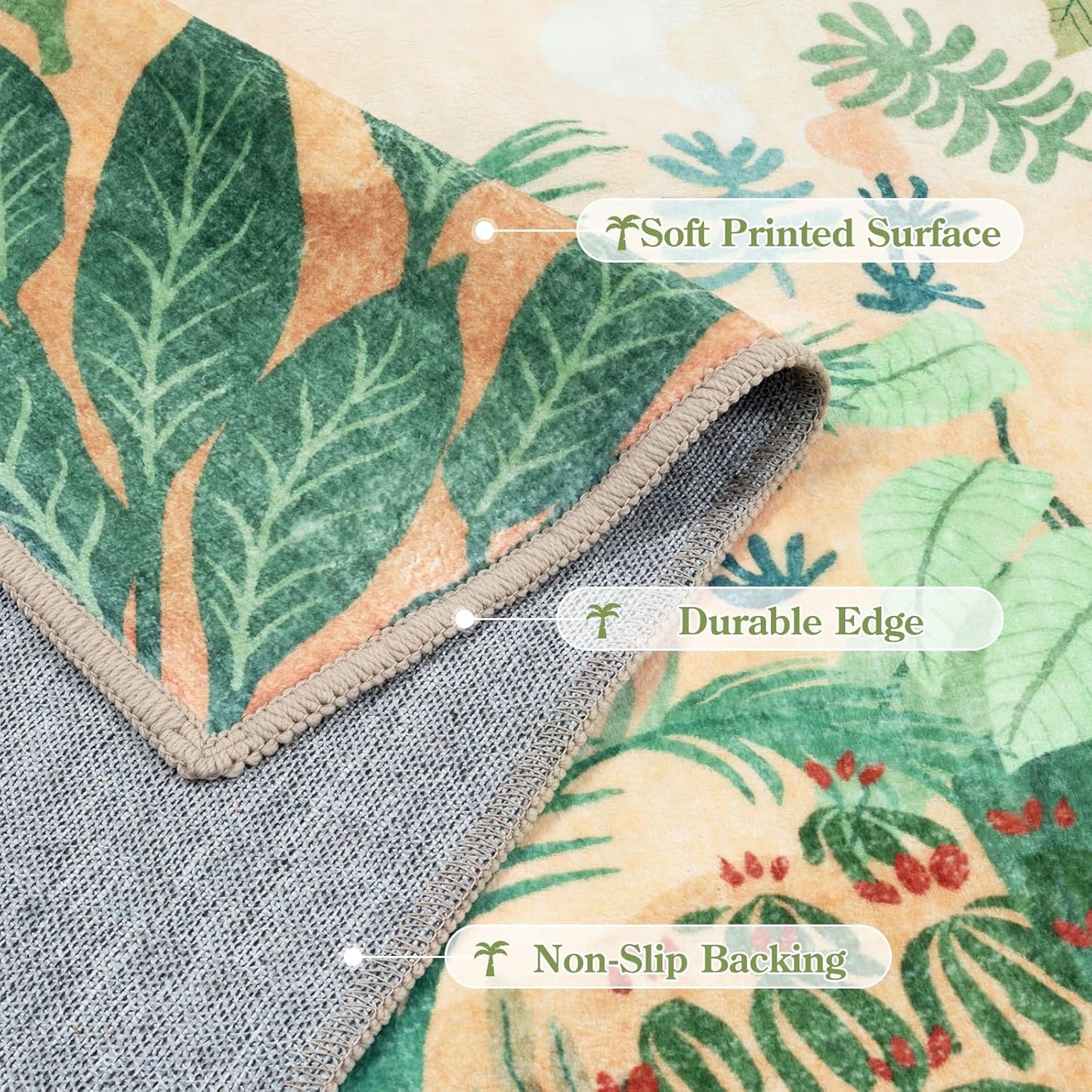 LIVEBOX Boho Jungle Animal Print 5 x 7 Area Rugs for Living Room, Soft Yellow Rug for Bedroom