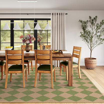 Lahome Checkered Dining Living Room Rug, 8x10 Washable Indoor Outdoor Easy Jute Rug, Farmhouse