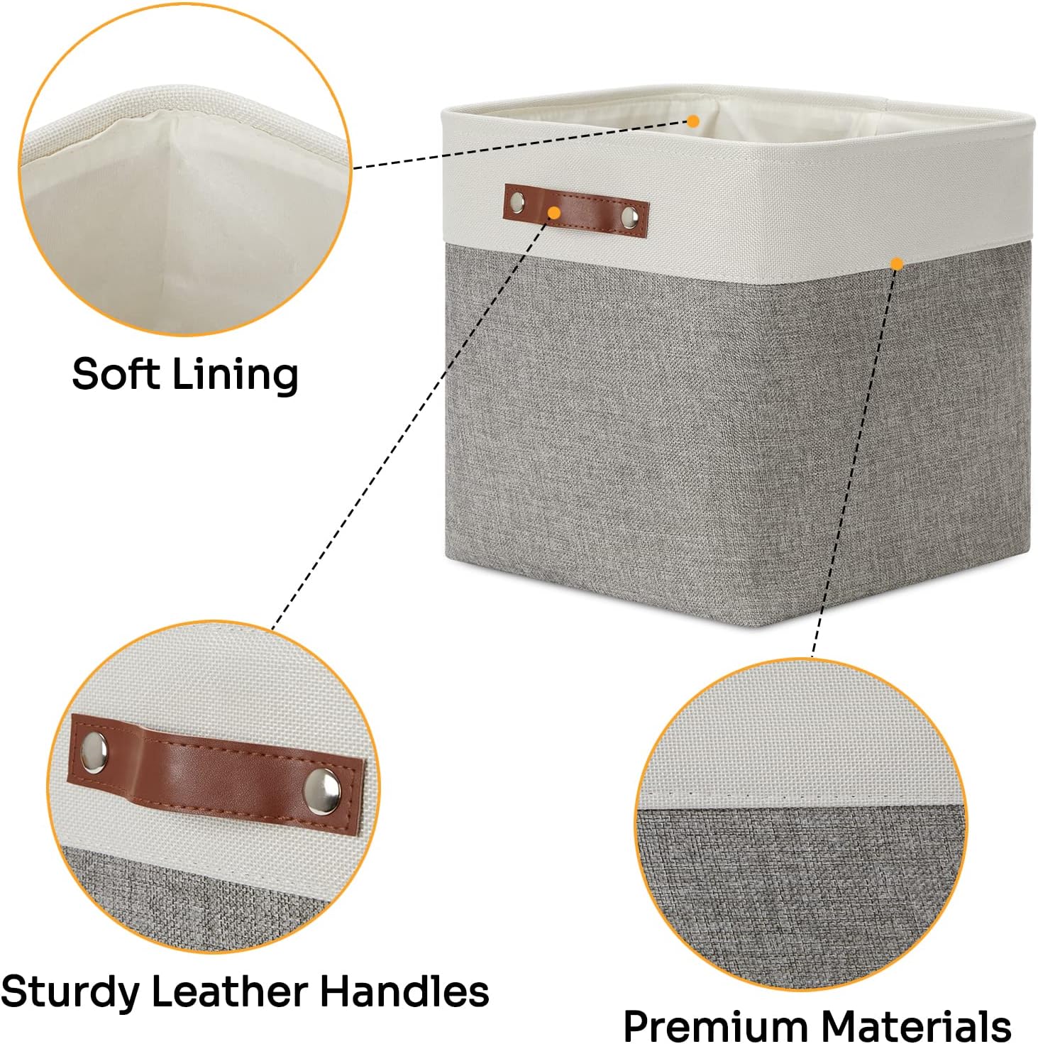 DULLEMELO 13 inch Fabric Storage Cubes 4 Pack Foldable Baskets/Bins for Home Office Organizer