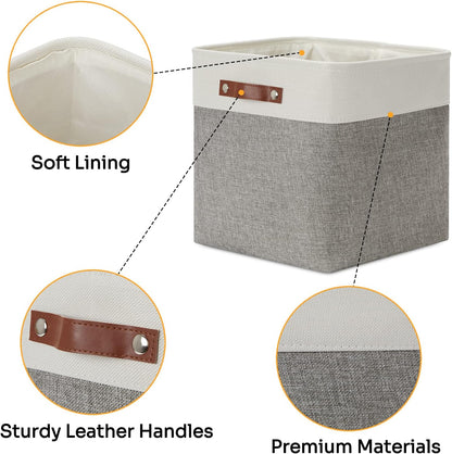DULLEMELO 13 inch Fabric Storage Cubes 4 Pack Foldable Baskets/Bins for Home Office Organizer