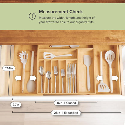 Premium Silverware, Flatware and Utensil Organizer for Kitchen Drawers, Food-Safe Contract Grade