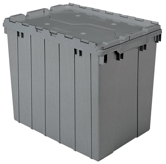 Akro-Mils 39170 Industrial Plastic Storage Tote with Hinged Attached Lid, (21-Inch L by 15-Inch W