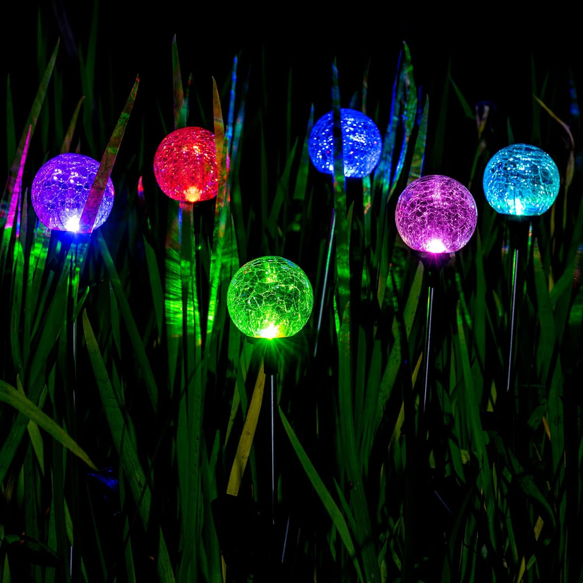 SOLPEX Solar Garden Lights 6 Pack, Solar Globe Lights Outdoor Waterproof, Solar Lights Outdoor