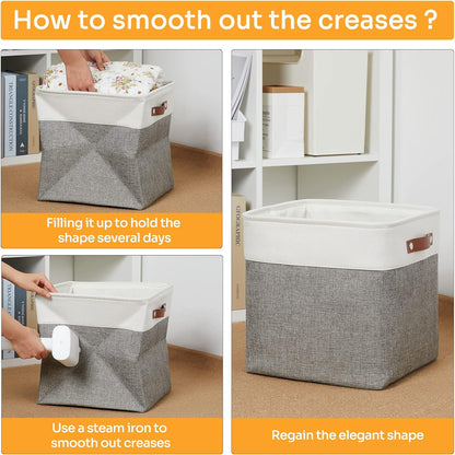 DULLEMELO 13 inch Fabric Storage Cubes 4 Pack Foldable Baskets/Bins for Home Office Organizer