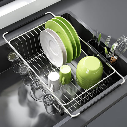 Dish Drying Rack in Sink, Expandable Stainless Steel Dish Drainers for Kitchen Counter, Dish Dryer
