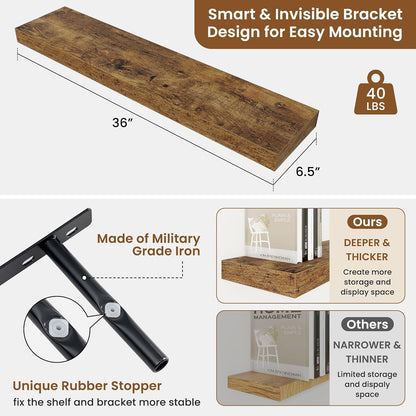 fuqing Floating Shelves for Wall, Bathroom Shelf Wall Mounted for Storage, Shelves with Invisible