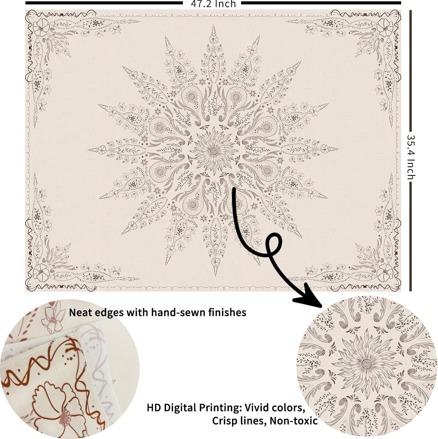 Damanse Floral Tapestry Wall Hanging Cute,Boho Wall Tapestry for Bedroom Aesthetic,Mandala Living