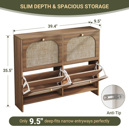Nicetree Freestanding Ultra Slim Arched Accent Entryway Shoe Storage - 4 Flip Drawers & 3-Tier