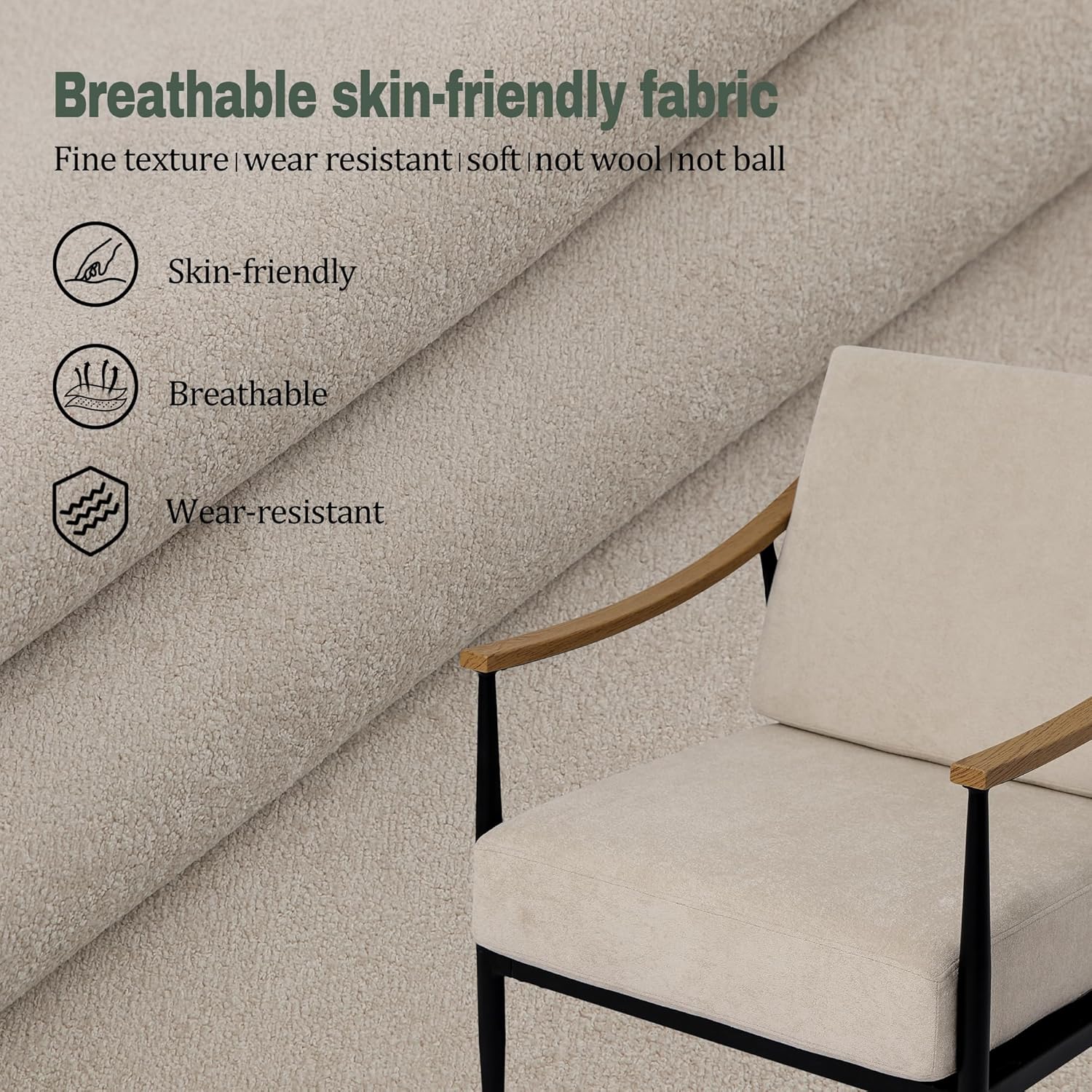 Modern Accent Chair for Living Room Bedroom Mid Century Arm Chair Upholstered Office Accent Chair