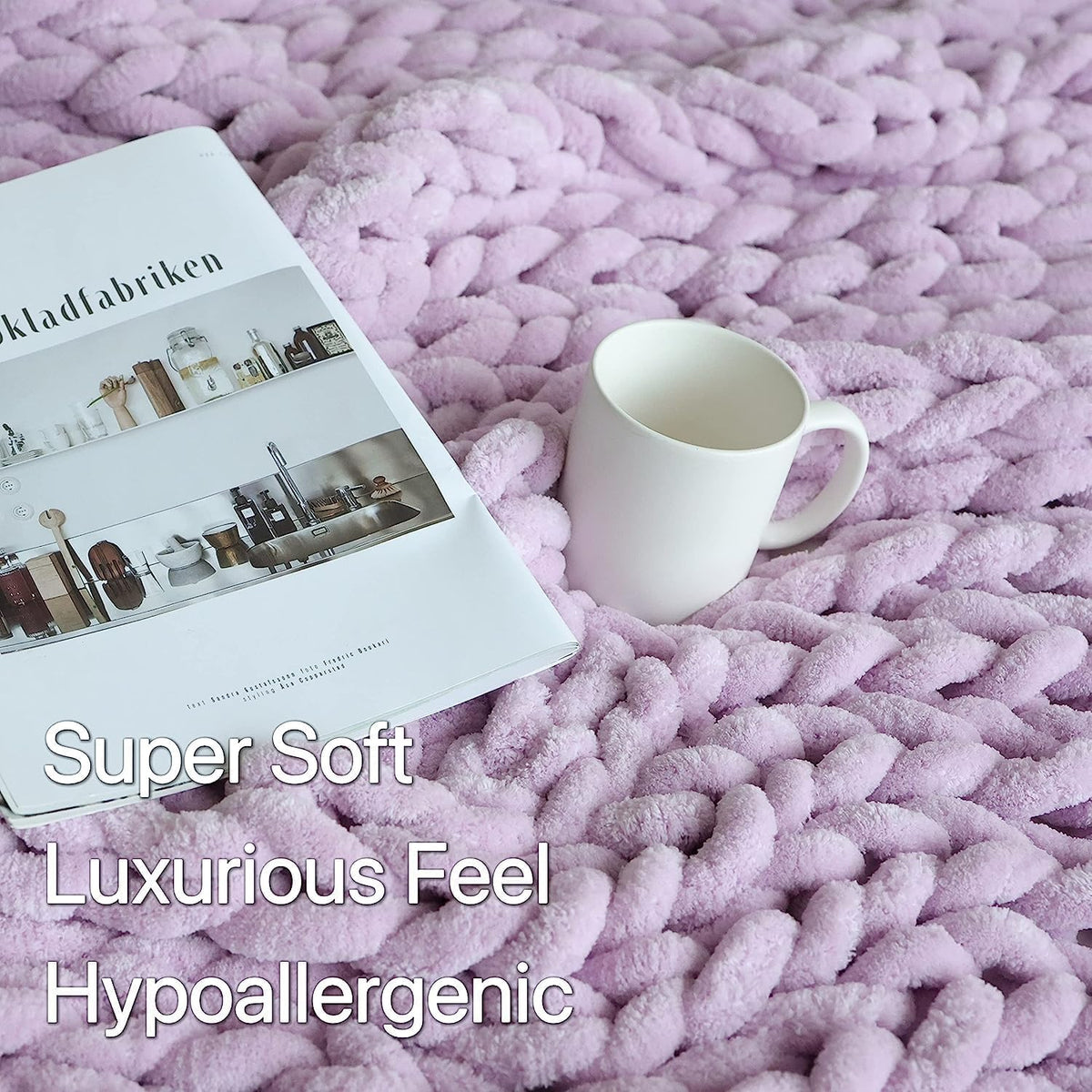 Maetoow Chenille Chunky Knit Blanket Throw (60×80 Inch), Handmade Warm & Cozy Blanket Couch, Bed