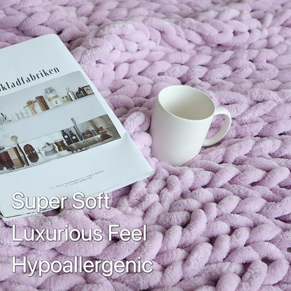 Maetoow Chenille Chunky Knit Blanket Throw (60×80 Inch), Handmade Warm & Cozy Blanket Couch, Bed