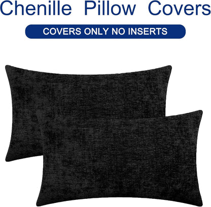 CaliTime Throw Pillow Covers Decorative 16 X 26 Inches Pack of 2 Cozy Chenille Cushion Cases for