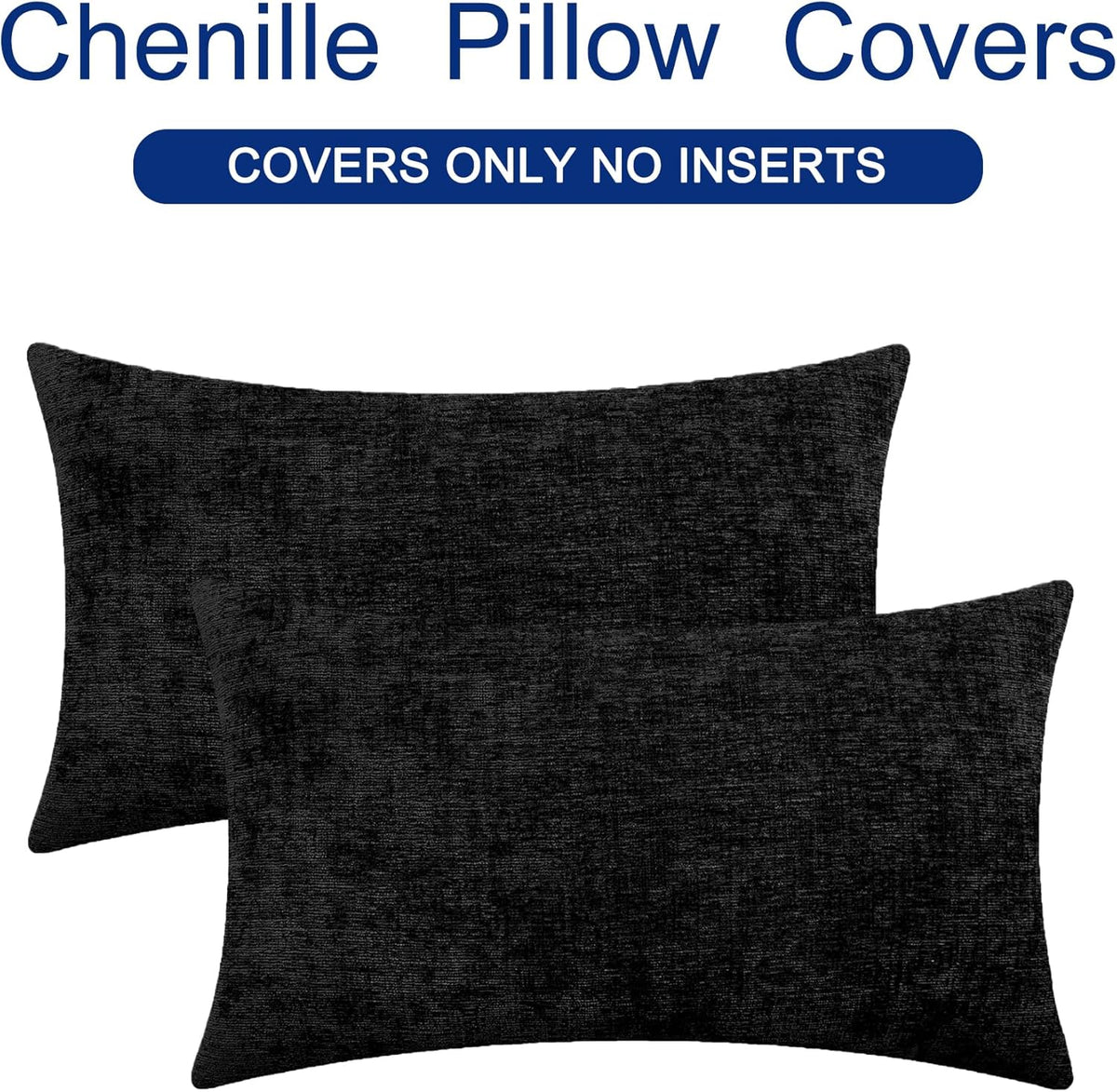 CaliTime Throw Pillow Covers Decorative 12 X 20 Inches Pack of 2 Cozy Chenille Cushion Cases for
