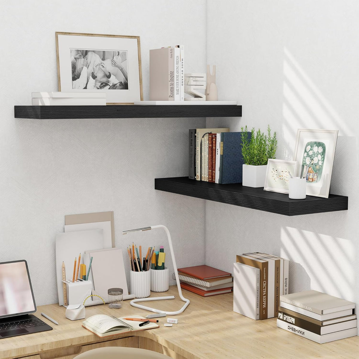 Fun Memories Floating Shelves for Wall 36 Inches, Wood Shelves with Invisible Bracket, 10" Deep