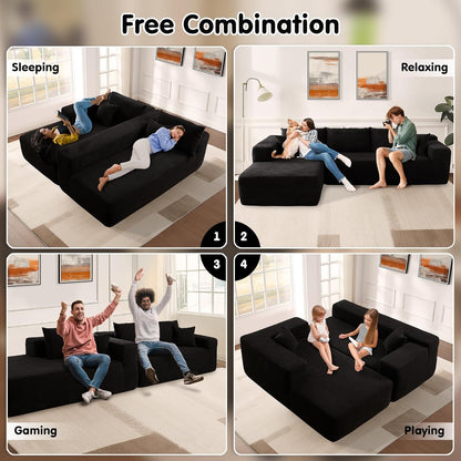 ovios 104" Cloud Sectional Couch with L-Shape Chaise,Modern Modular Sofa with Deep Seat