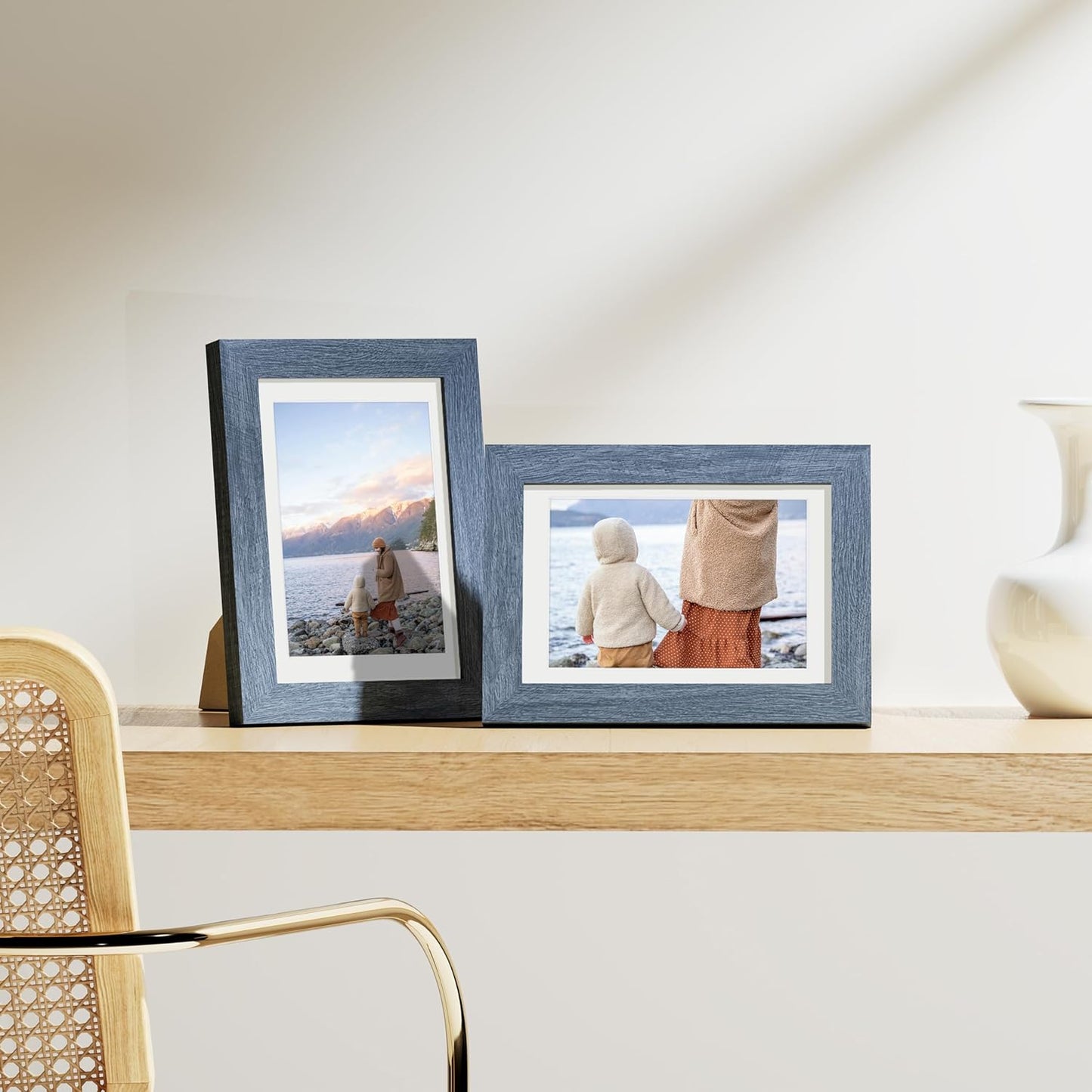 Vittanly 4x6 Picture Frames Set of 9, Shatter Resistant Plexiglass, Display 3.5x5 Pictures with Mat