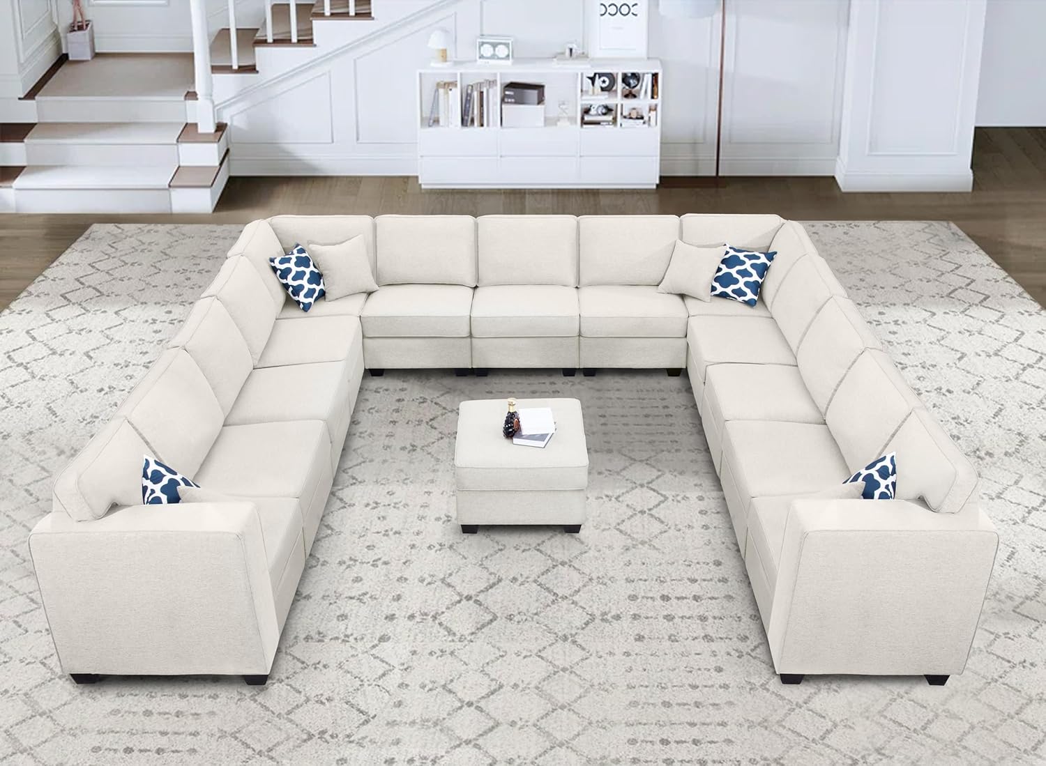 L Lengend Vansen Modular Sectional Sofa U Shaped Couch with Ottoman Modern Reversible Corner