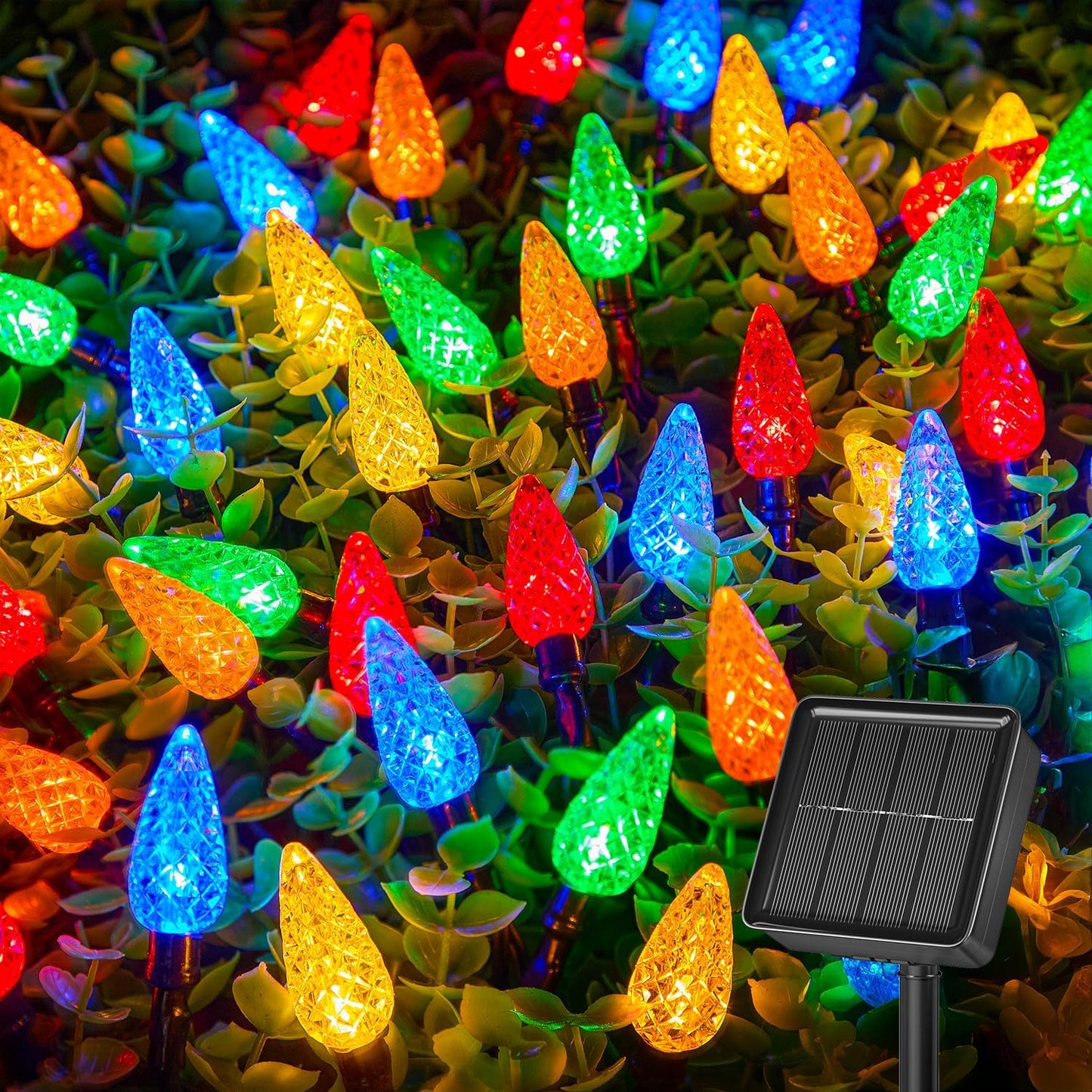 Brightown LED C6 Solar String Lights Outdoor Waterproof Fairy Lights, 22.64ft 50 LEDs Multicolor