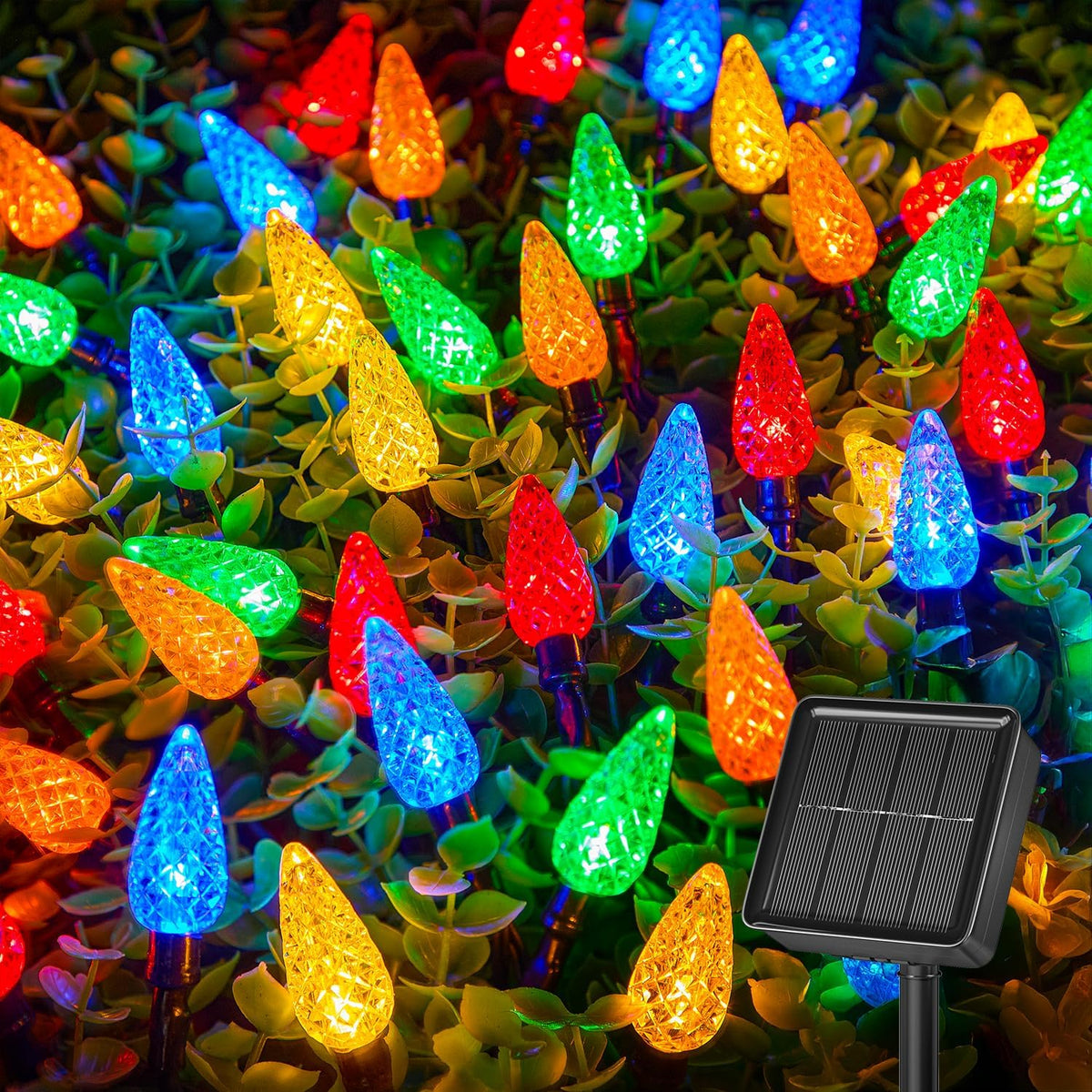 Brightown LED C6 Solar String Lights Outdoor Waterproof Fairy Lights, 22.64ft 50 LEDs Multicolor
