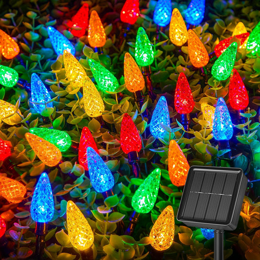Brightown Solar Operated C6 Strawberry String Lights, 39ft 100 LEDs Multicolor LED Christmas Fairy