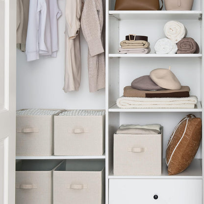 StorageWorks Storage Baskets for Shelves, Foldable Fabric Closet Storage Bins with Handles, Fabric