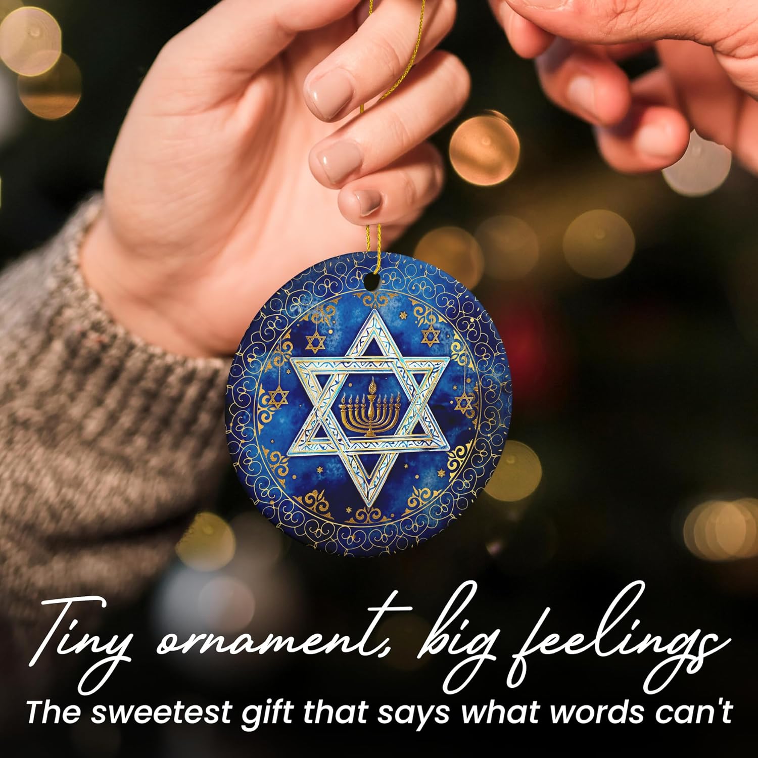 FLAGWIX Hanukkah Gifts for Men Women - Ceramic Christmas Ornaments 2025 for Tree Decorations