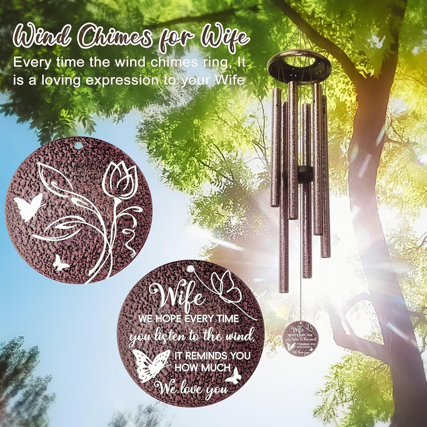 Gifts for Wife, 25''Wind Chimes, Birthday Gift for Wife from Husband,Unique Gift for Loved one