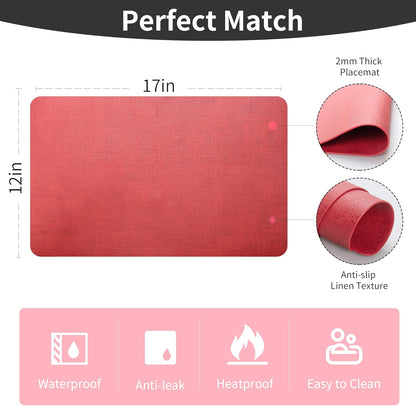 Maxpearl Faux Leather Placemats Set of 4, Waterproof - Wipe Clean - Heat Resistant - Anti Slip