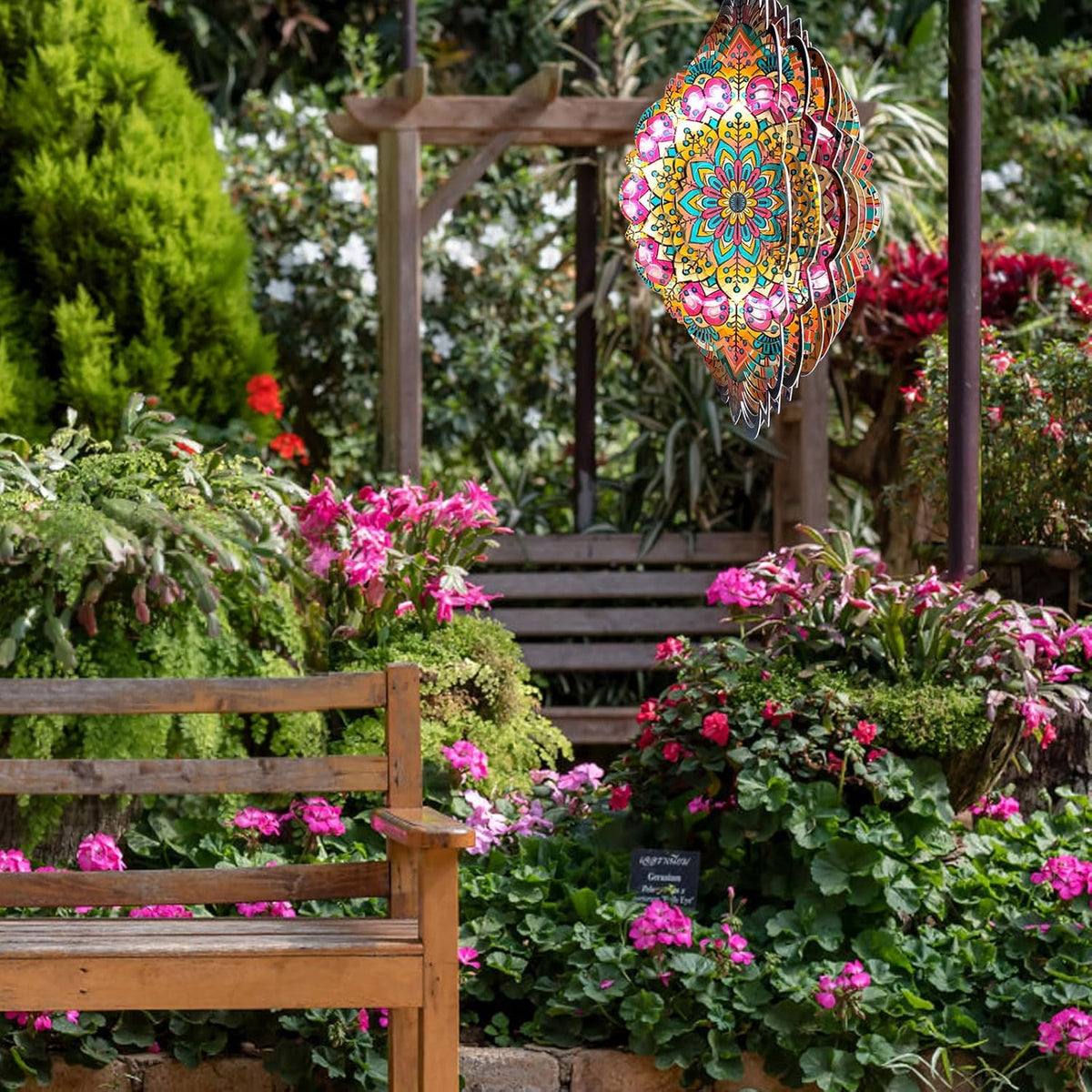Wind Spinners Outdoor Mandala Lucky Star,Laser Cut Metal Kinetic Art Wind Spinner Gift for