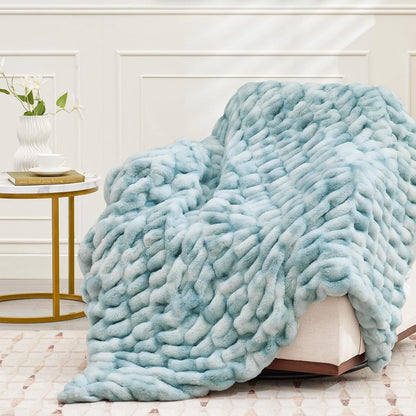 Ultra Soft Luxury Faux Fur Throw Blanket for Counch,Fuzzy Fluffy Plush Warm Cozy Elegant Wrinkled