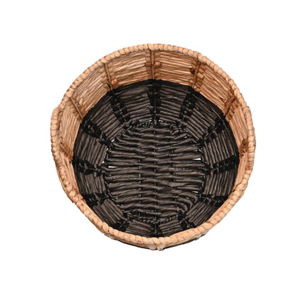 happimess Laurel Hand-Woven Abaca Storage Basket 19", Natural/Black