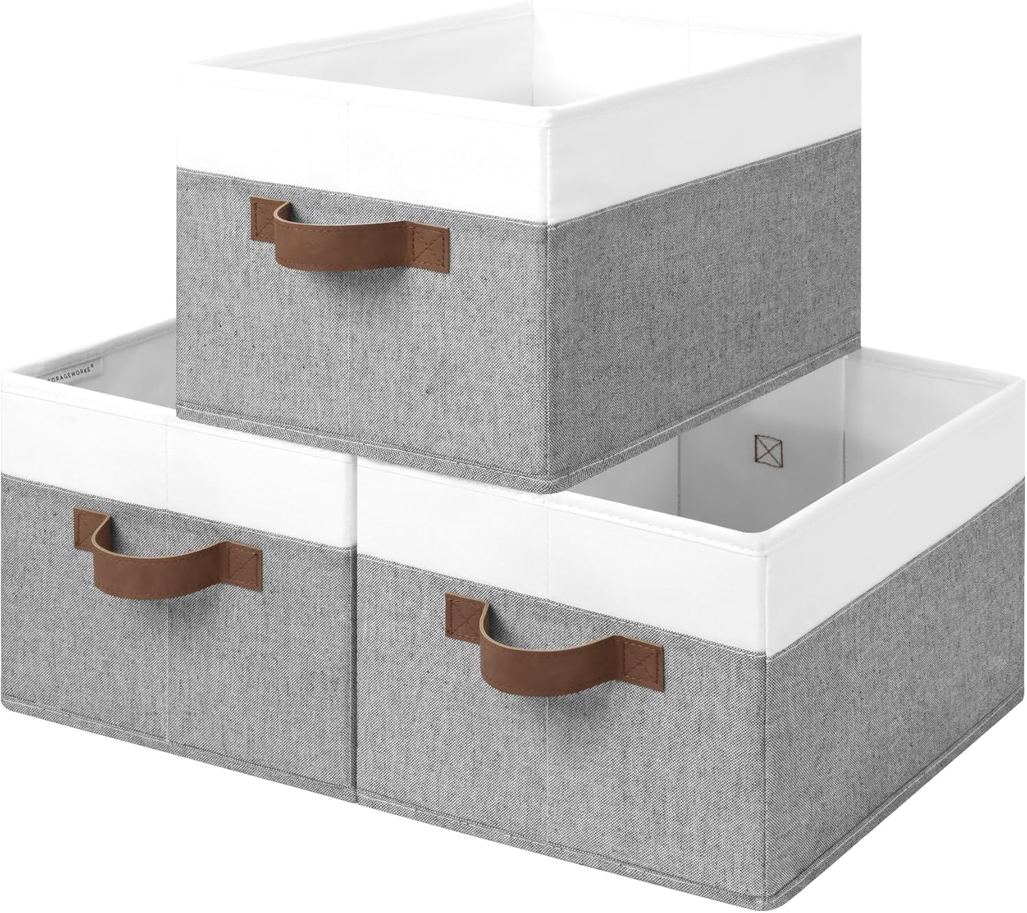 StorageWorks Storage Baskets for Shelves, Foldable Fabric Closet Storage Bins with Handles, Fabric