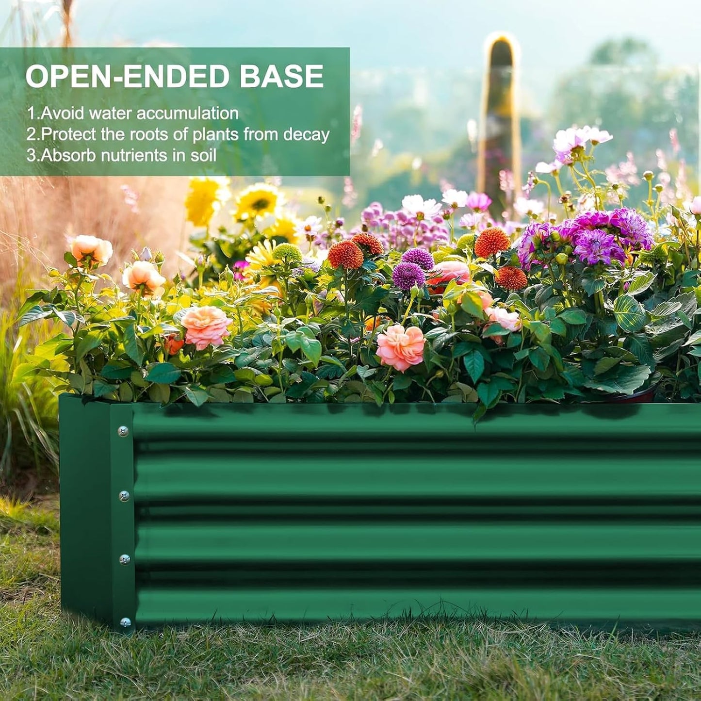 Land Guard 2 Pack 8×4×1ft Galvanized Metal Raised Garden Bed, Metal Planter Kit Box Outdoor for