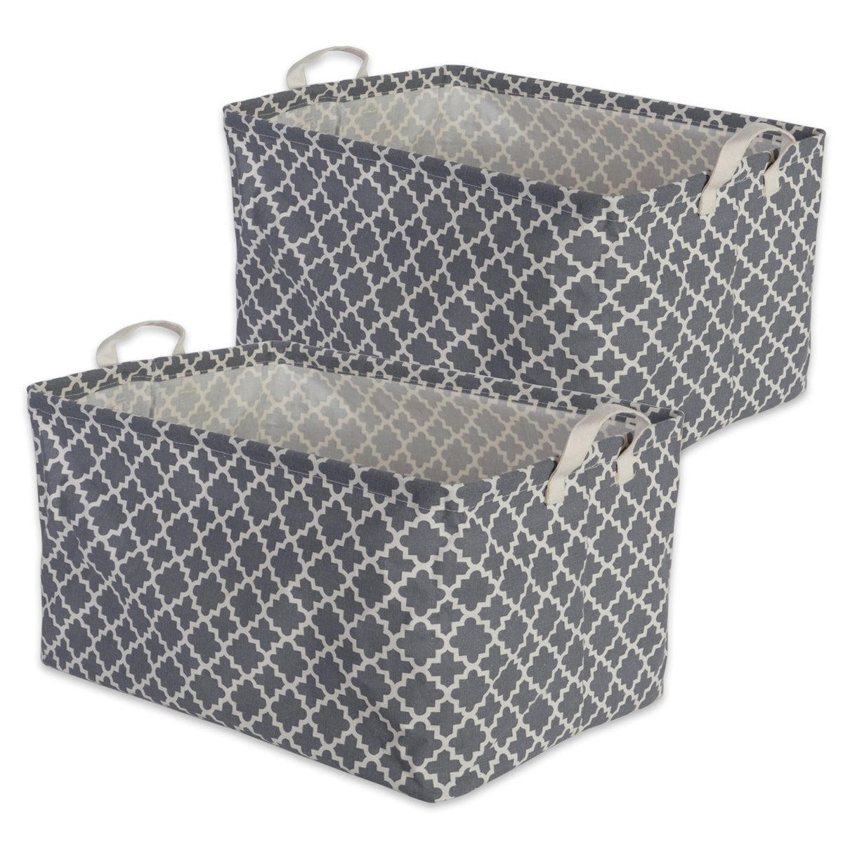 DII Laundry Storage Collection, PE Coated Collapsible Bin with Handles, Gray Lattice, Extra-Large