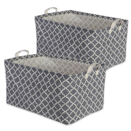 DII Laundry Storage Collection, PE Coated Collapsible Bin with Handles, Gray Lattice, Extra-Large