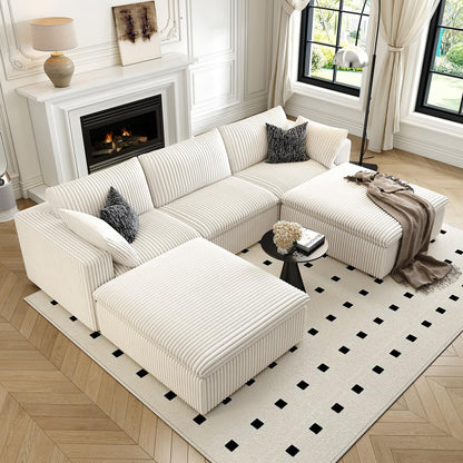 118" Cloud Couch Modular Sectional Sofa for Living Room,Modern Sofa with Deep Seat，U-Shape Boneless