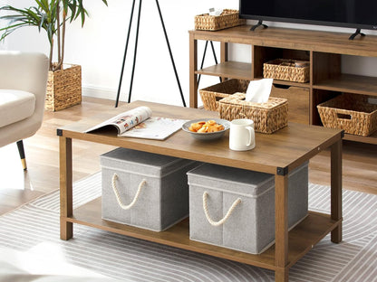 StorageWorks Storage Bins with Lids, Decorative Storage Boxes with Lid and Soft Rope Handles
