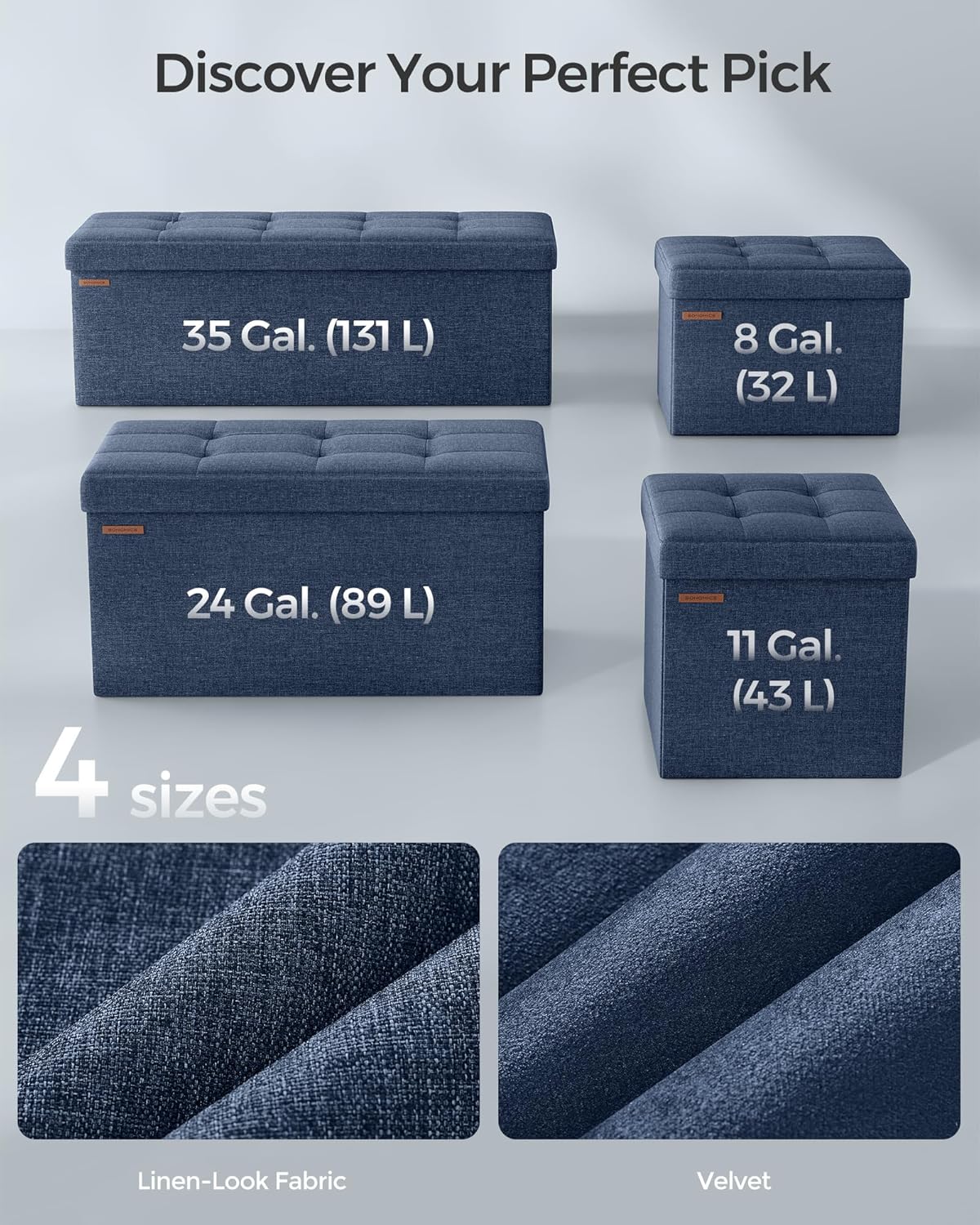 SONGMICS MAZIE Collection - 30 Inches Folding Storage Ottoman Bench, Ottoman Foot Rest, End of Bed