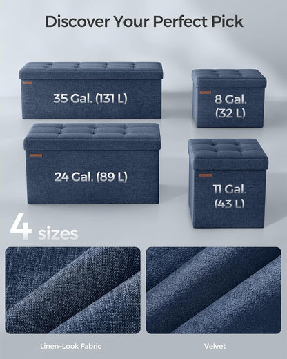 SONGMICS MAZIE Collection - 30 Inches Folding Storage Ottoman Bench, Ottoman Foot Rest, End of Bed