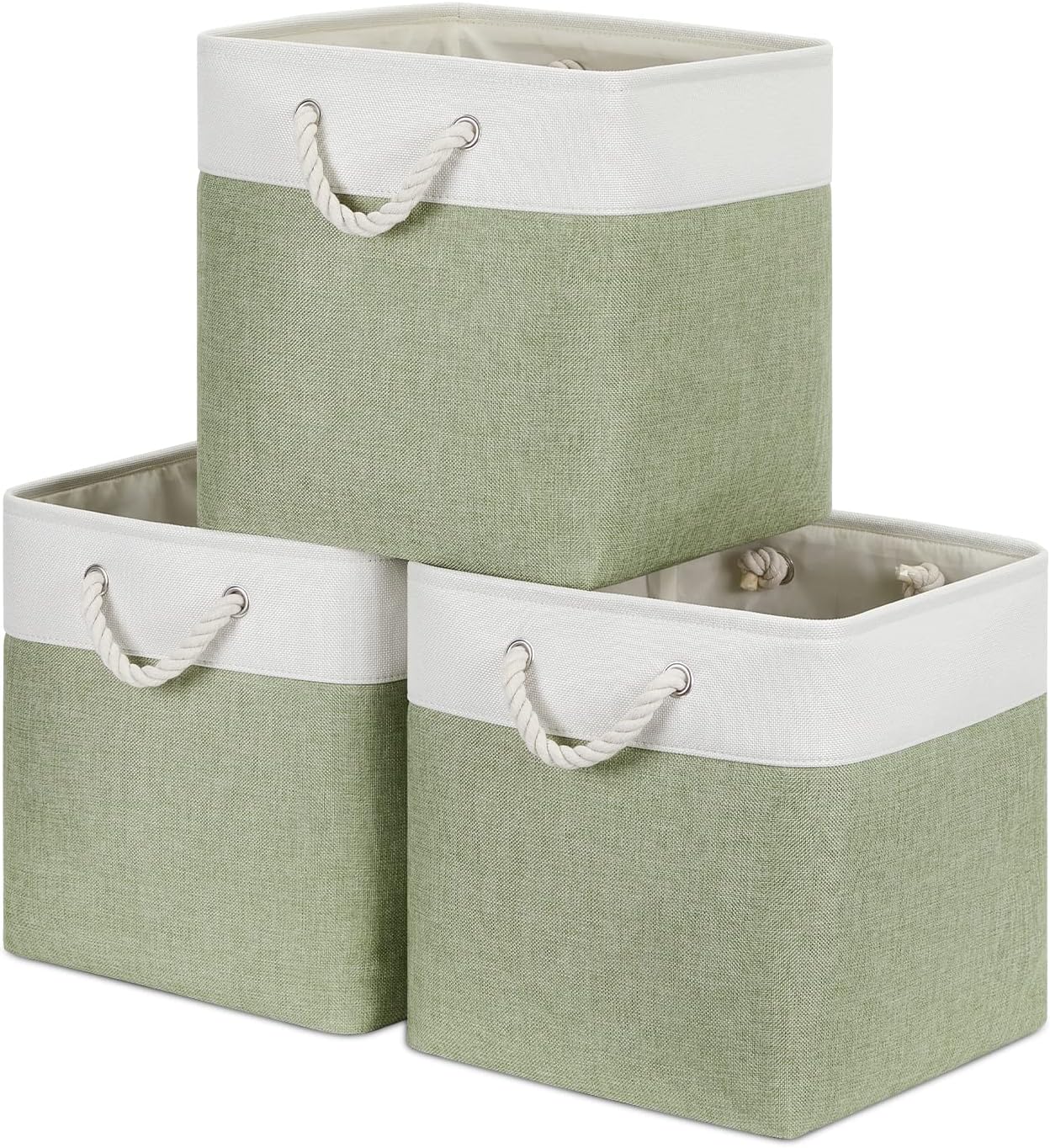 Bidtakay Cubby Storage Bins Set of 3 Fabric Baskets for Shelves Closet Drawer Organizer Storage